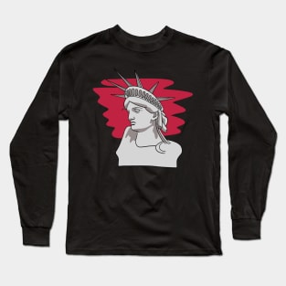 Statue of Liberty with Sunset Background Long Sleeve T-Shirt